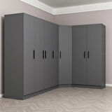 Minar Kale 7 Kapaklı 2 Ç Köşe Dolap Antrasit 210CM