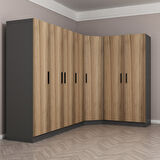 Minar Kale 7 Kapaklı 2 Ç Köşe Dolap Antrasit Dore 210CM