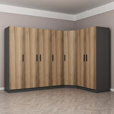 Minar Kale 7 Kapaklı 2 Ç Köşe Dolap Antrasit Dore 210CM