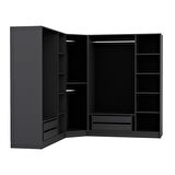 Minar Kale 7 Kapaklı 4 Ç Köşe Dolap + Yüklük Antrasit Dore 255CM