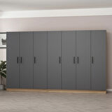 Minar Kale 7 Kapaklı 4 Ç Dolap Dore Antrasit 210CM