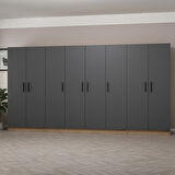 Minar Kale 8 Kapaklı 2 Ç Dolap Dore Antrasit 210CM