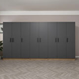 Minar Kale 8 Kapaklı 4 Ç Dolap Dore Antrasit 210CM