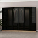 Kale 6 Füme Cam Kapaklı 4Ç Dolap Dore Füme Cam 210CM