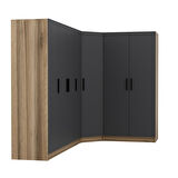 Minar Kale 7 Kapaklı 2 Ç Köşe Dolap Dore Antrasit 210CM