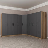 Minar Kale 9 Kapaklı 4 Ç Köşe Dolap Dore Antrasit 210CM