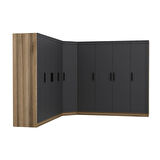 Minar Kale 9 Kapaklı 4 Ç Köşe Dolap Dore Antrasit 210CM