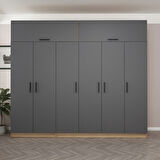 Minar Kale 6 Kapaklı 2 Ç Dolap Ve Yüklük Dore Antrasit 255CM