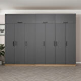 Minar Kale 7 Kapaklı 4 Ç Dolap Ve Yüklük Dore Antrasit 255CM