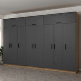 Minar Kale 8 Kapaklı 4 Ç Dolap Ve Yüklük Dore Antrasit 255CM