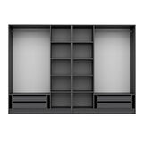 Kale Plus 6 Mebran Kapaklı 4Ç Dolap Antrasit Mebran Füme Cam 210CM