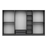 Kale Plus 7 Mebran Kapaklı 2Ç Dolap Antrasit Mebran Füme Cam 210CM