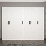 Minar Kale 210 Cm 6 Kapaklı 4B Raf Portmanto Beyaz