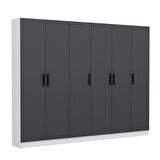 Minar Kale 210 Cm 6 Kapaklı 4B Raf Portmanto Beyaz Antrasit