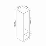 Minar Kale 1 Kapaklı Dolap Antrasit - Antrasit 210CM