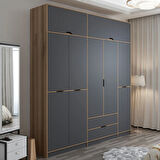 Elina 5 Kapaklı Yüklüklü Dolap - Dore/Antrasit