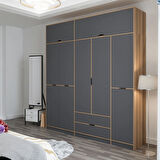 Elina 5 Kapaklı Yüklüklü Dolap - Dore/Antrasit