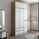 Elina 3 Kapaklı Yüklüklü Dolap - Dore/Beyaz