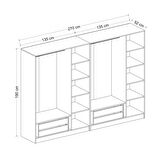 Minar Kale Country 6 Kapak 4 Çekmece Zincir Dolap - Beyaz 190CM
