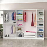 Minar Kale Country 6 Kapak Aynalı 2 Ç Zincir Dolap - E.Beyaz 190CM