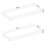 Minar Gizli Tutuculu 2'li Duvar Rafı 60 cm - M.Siyah
