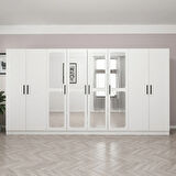 Kale 8 Kapak Aynalı 2 Çekmece Zincir Dolap - Beyaz 190CM