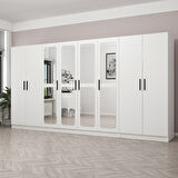 Kale 8 Kapak Aynalı 2 Çekmece Zincir Dolap - Beyaz 190CM