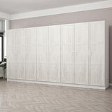 Kale Country 8 Kapak 4 Çekmece Zincir Dolap - Eskitme Beyaz 190CM