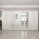 Kale Country 8 Kapak Aynalı 2Ç Zincir Dolap - Eskitme Beyaz 190CM