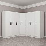 Kale 7 Kapak 4Ç Köşe Zincir Dolap - Beyaz 190CM