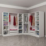 Kale 8 Kapak 4Ç Köşe Zincir Dolap - Beyaz 190CM