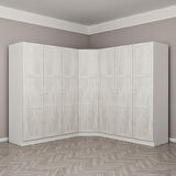 Kale Country 7 Kapak 4Ç Köşe Zincir Dolap - Eskitme Beyaz 190CM