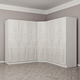 Kale Country 7 Kapak 4Ç Köşe Zincir Dolap - Eskitme Beyaz 190CM