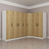 Kale 7 Kapaklı 2Ç Köşe Dolap - Pera Ceviz 190CM