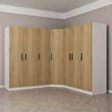 Kale 7 Kapaklı 4Ç Köşe Dolap - Pera Ceviz 190CM