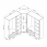 Kale 7 Kapaklı Aynalı 4Ç Köşe Dolap - Beyaz 190CM