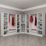 Kale 9 Kapaklı Aynalı 4Ç Köşe Dolap - Beyaz 190CM