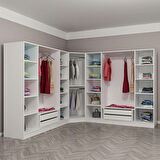 Kale 9 Kapaklı Aynalı 4Ç Köşe Dolap - Beyaz 190CM