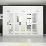 Kale 7 Kapaklı Aynalı Zincir Dolap-Yüklük - Beyaz 235CM