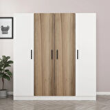 Kale 4 Kapaklı 2 Çekmeceli - Dolap - Beyaz/Dore 190CM