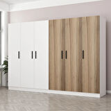 Kale 6 Kapaklı 4 Çekmeceli - Dolap - Beyaz / Dore 190CM