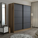 Minar Kale 2 Kapaklı Sürgülü Dolap 180 Cm - Dore/Antrasit 190CM