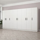 Kale 8 Kapak 4 Çekmece Zincir Dolap - Beyaz 210CM