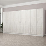 Kale Country 8 Kapak 2 Çekmece Zincir Dolap - Eskitme Beyaz 210CM