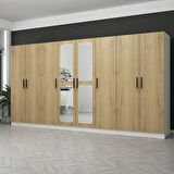 Kale 8 Kapaklı Aynalı 2Ç Dolap - Pera Ceviz 210CM