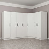 Kale 7 Kapak 2Ç Köşe Zincir Dolap - Beyaz 210CM