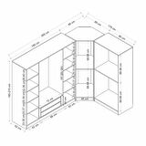 Kale 7 Kapak 2Ç Köşe Zincir Dolap - Beyaz 210CM
