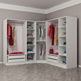 Kale 7 Kapak 4Ç Köşe Zincir Dolap - Beyaz 210CM