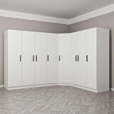 Kale 8 Kapak 4Ç Köşe Zincir Dolap - Beyaz 210CM