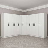 Kale 9 Kapak 4Ç Köşe Zincir Dolap - Beyaz 210CM